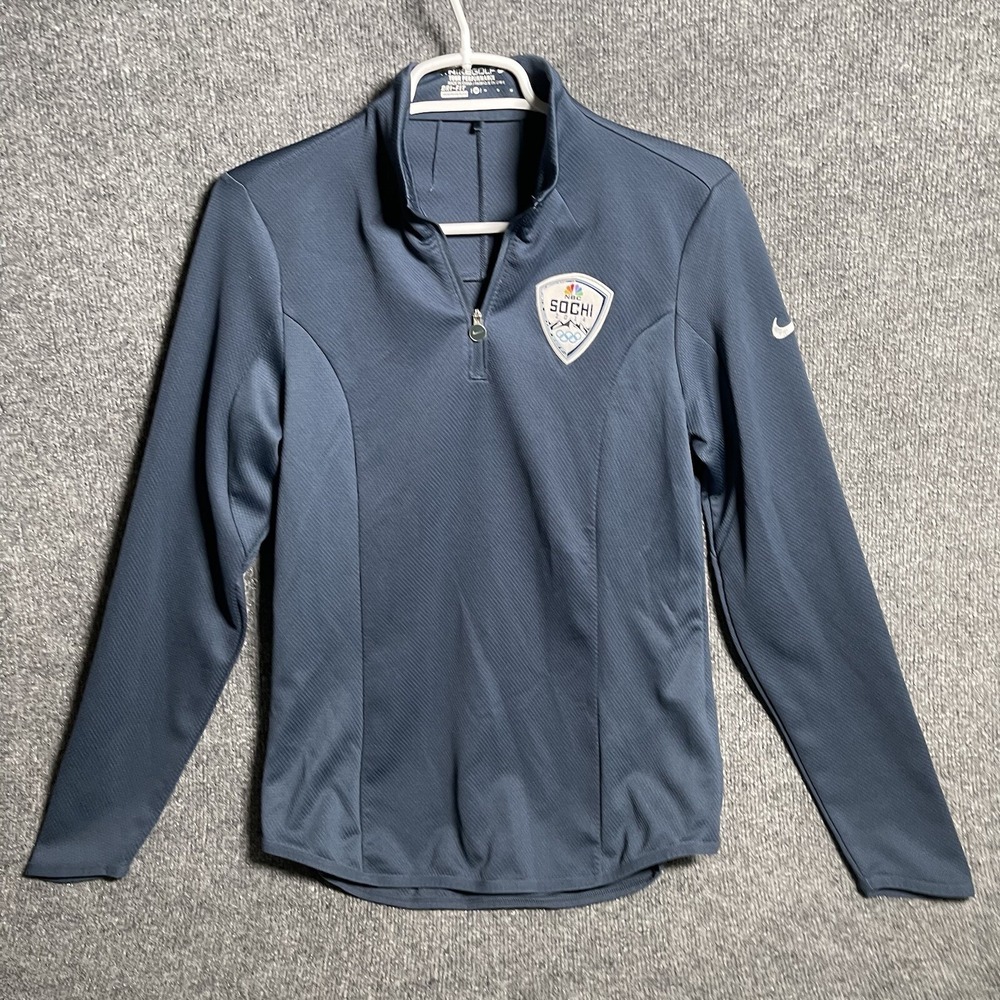 Olympics SOCHI 2014 Golf Nike 1/4 Zip Pullover Men's Sz M Blue NBC